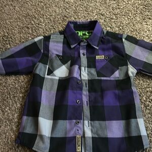 Dixxon youth flannel. Size small. 5T. Purple. Black and grey. Worn once.